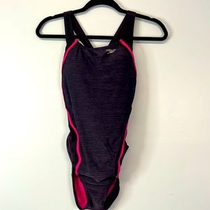 Speedo One Piece Swimsuit with Hydro Bra - Black, Purple, and Hot Pink, size 10